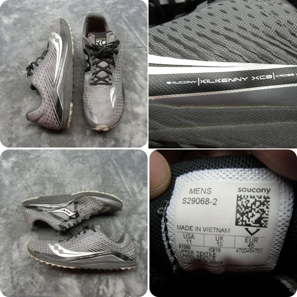 Saucony Running Shoes Men 11 Gray Kilkenny XC8 Cross Country Lightweight Lace-Up